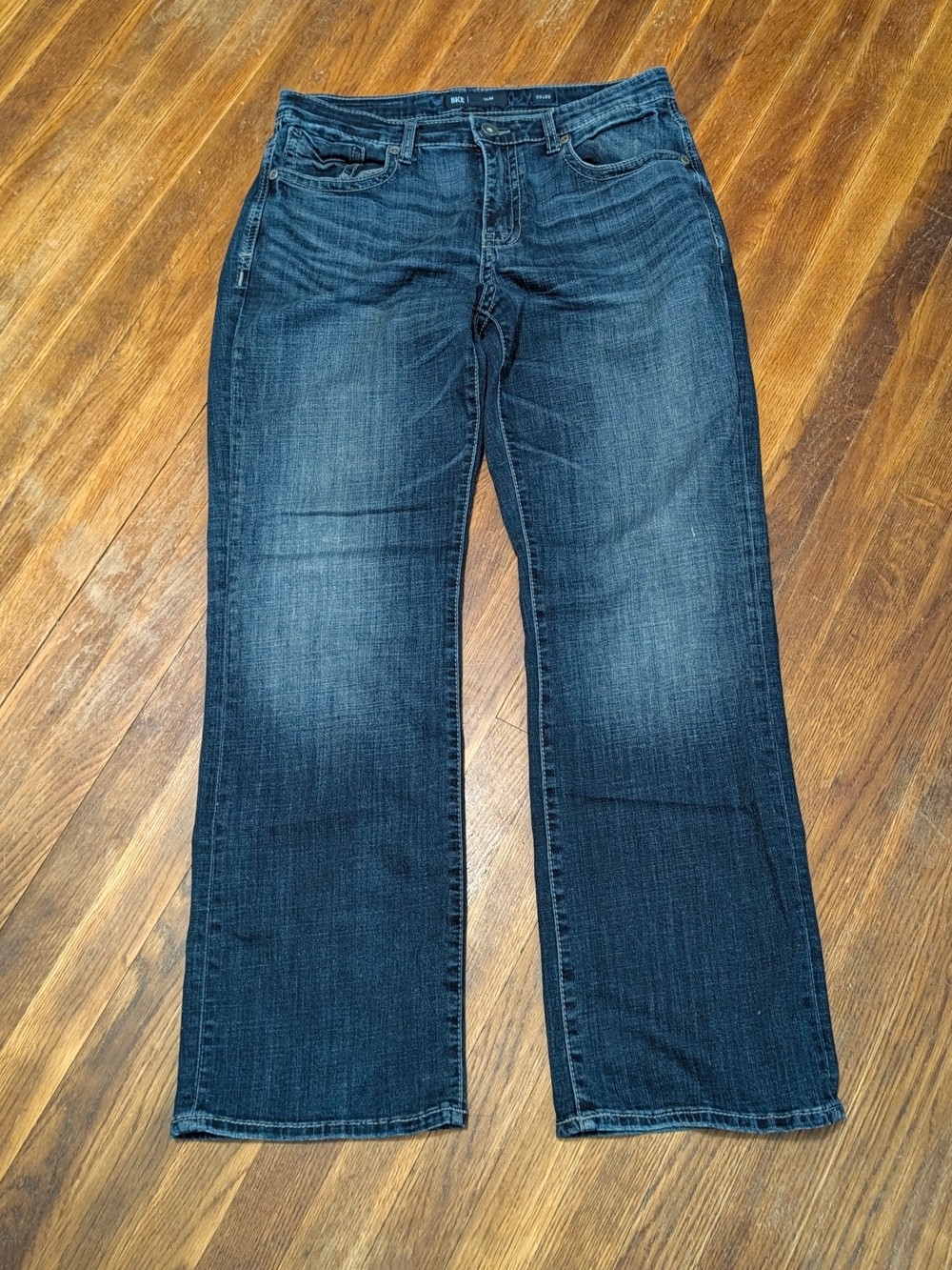 BKE Tyler Jeans Mens 32x32 Blue Straight Leg Stretch Denim Buckle